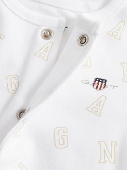 GANT Baby Long Sleeve Monogram Sleepsuit, White - view 2, White
