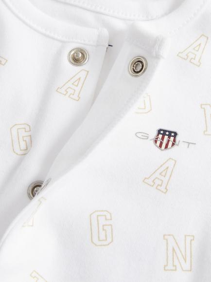 GANT Baby Long Sleeve Monogram Sleepsuit, White - view 2, White