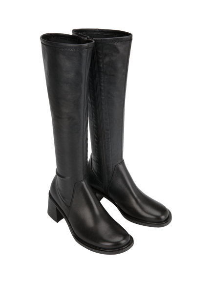 Vagabond Shoemakers Vega Leather Block Heel Knee High Boots, Black - view 2, Black
