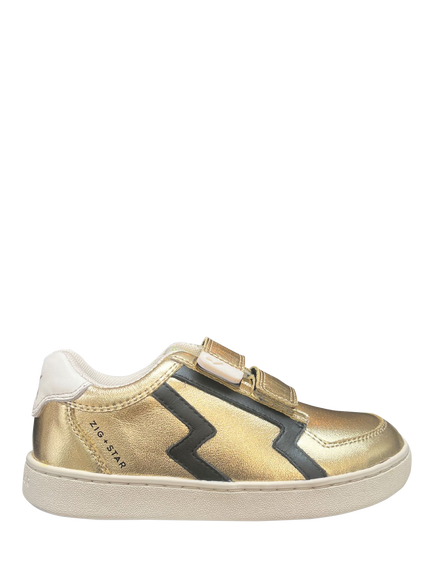 Zig+Star Kids' Metallic Leather Trainers, Gold Mix, Gold Mix