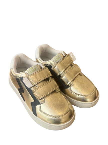 Zig+Star Kids' Metallic Leather Trainers, Gold Mix - view 2, Gold Mix