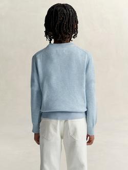 GANT Kids' Shield Cotton Crew Neck Jumper, Sky Blue Marl - view 2, Sky Blue Marl