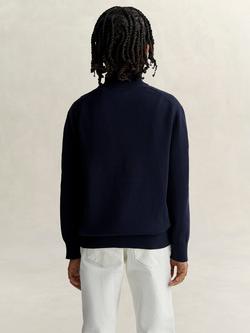 GANT Kids' Shield Cotton Half Zip Jumper, Evening Blue - view 2, Evening Blue