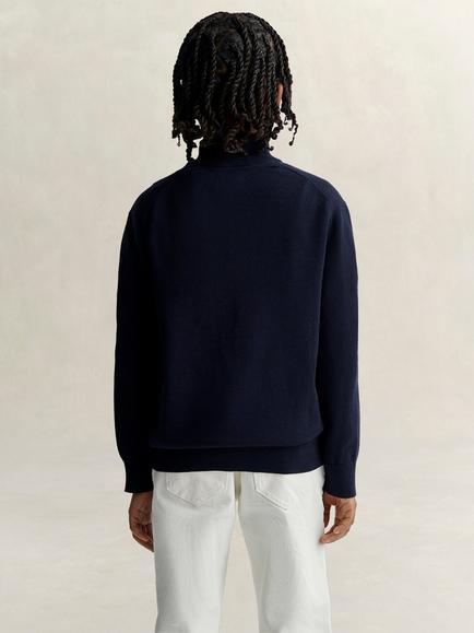 GANT Kids' Shield Cotton Half Zip Jumper, Evening Blue - view 2, Evening Blue