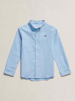 GANT Kids' Long Sleeve Oxford Cotton Shirt, Sky Blue, Sky Blue