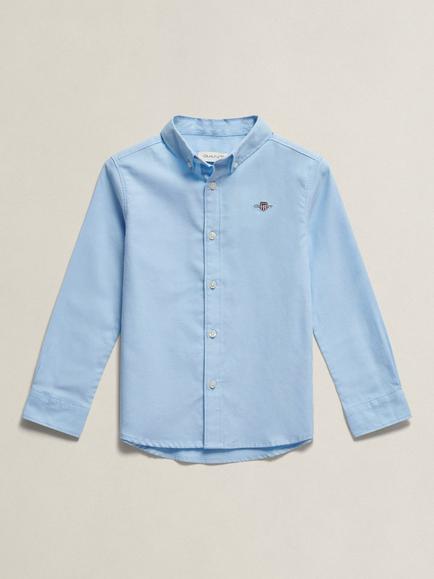 GANT Kids' Long Sleeve Oxford Cotton Shirt, Sky Blue, Sky Blue