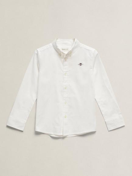 GANT Kids' Long Sleeve Oxford Shirt, White, White