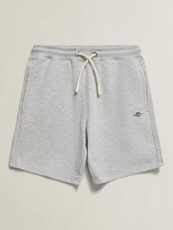 GANT Kids' Shield Drawstring Sweat Shorts, Grey Melange, Grey Melange