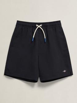 GANT Kids' Shield Drawstring Swim Shorts, Black