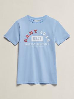 GANT Kids' American Sportswear Graphic Short Sleeve T-Shirt, Sky Blue, Sky Blue