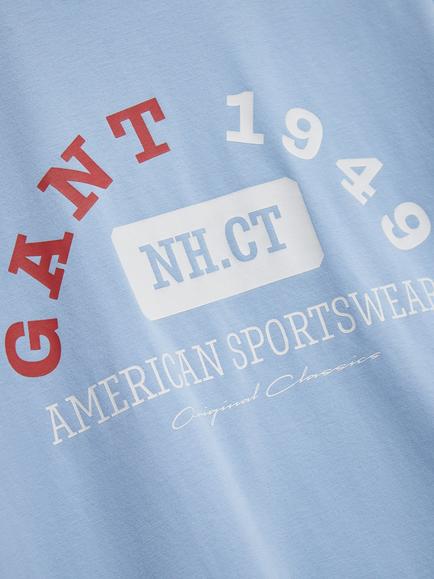 GANT Kids' American Sportswear Graphic Short Sleeve T-Shirt, Sky Blue - view 2, Sky Blue