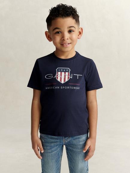 GANT Kids' Cotton Logo T-Shirt, Evening Blue, Evening Blue