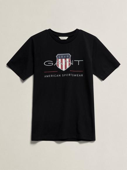 GANT Kids' Archive Shield Short Sleeve T-Shirt, Black
