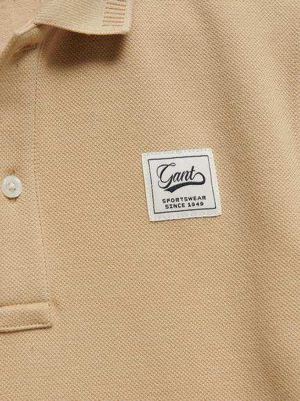 GANT Kids' Badge Short Sleeve Polo Shirt - view 2, Oat Beige