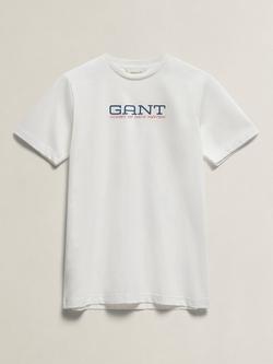 GANT Kids' Coastal Graphic Short Sleeve T-Shirt , White, White
