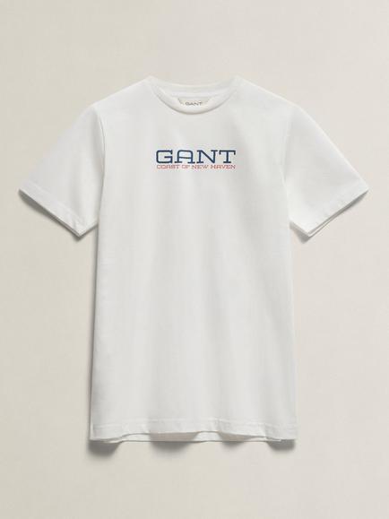 GANT Kids' Coastal Graphic Short Sleeve T-Shirt , White, White
