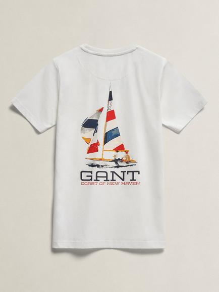 GANT Kids' Coastal Graphic Short Sleeve T-Shirt , White - view 2, White