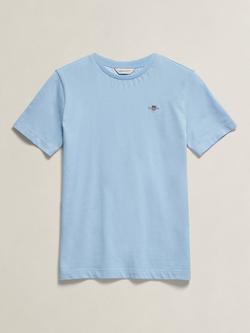 GANT Kids' Shield Short Sleeve T-Shirt, Sky Blue, Sky Blue