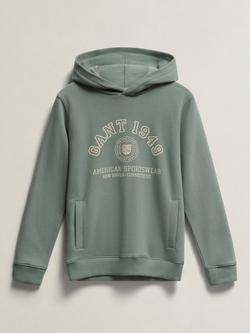 GANT Kids' Collegiate Logo Hoodie, Ceramic Grey, Ceramic Grey