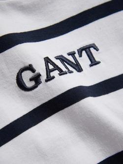 GANT Kids' Graphic Stripe Short Sleeve T-Shirt, White/Navy - view 2, White/Navy