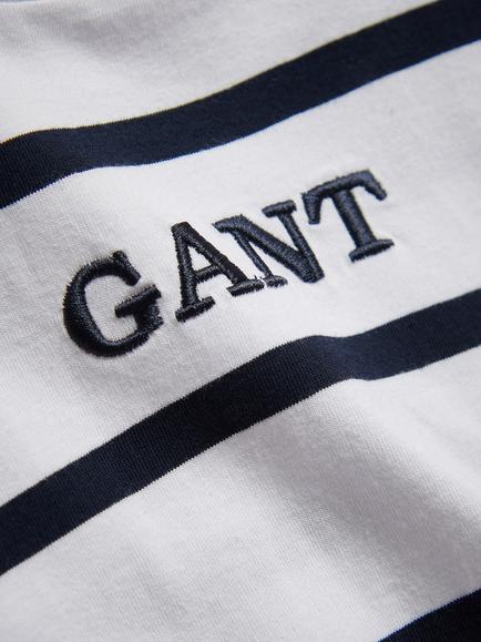 GANT Kids' Graphic Stripe Short Sleeve T-Shirt, White/Navy - view 2, White/Navy