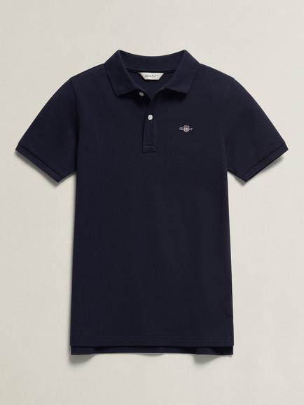 GANT Kids' Short Sleeve Polo Shirt, Evening Blue, Evening Blue