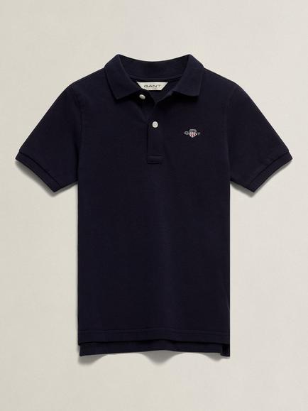 GANT Kids' Pure Cotton Short Sleeve Polo Shirt, Evening Blue