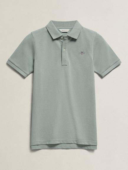 GANT Kids' Short Sleeve Polo Shirt, Ceramic Grey, Ceramic Grey