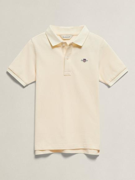 GANT Kids' Short Sleeve Polo Shirt, Creamed White, Creamed White
