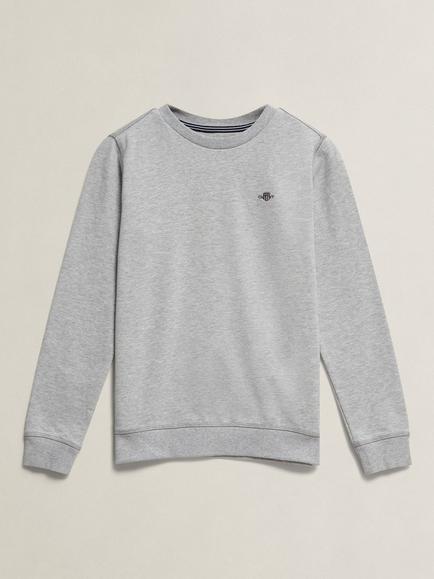 GANT Kids' Shield Crew Neck Sweatshirt, Grey Melange