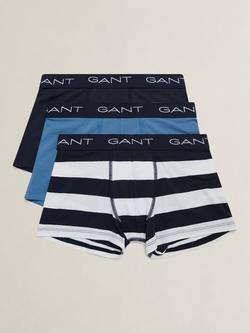 GANT Kids' Stripe Boxer Briefs, Pack of 3, Evening Blue, Evening Blue
