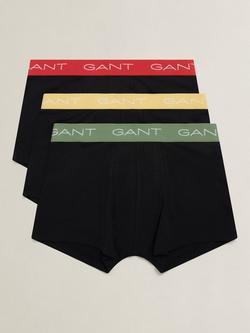 GANT Kids' Contrast Band Boxer Briefs, Pack of 3, Black, Black