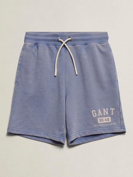 GANT Kids' Graphic Drawstring Sweat Shorts, Faded Denim