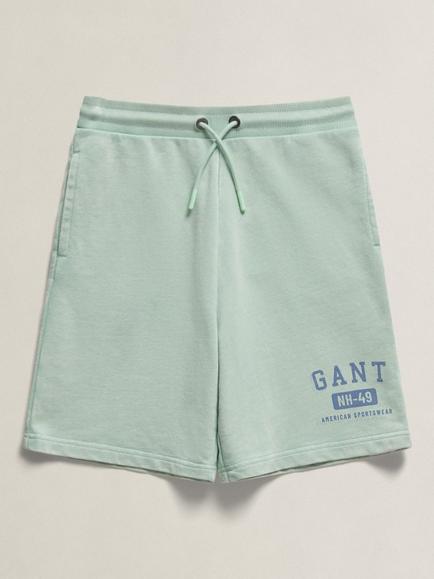 GANT Kids' Graphic Drawstring Sweat Shorts, Washed Turquoise