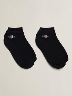 GANT Kids' Shield Low Cut Trainer Socks, Pack of 2, Black