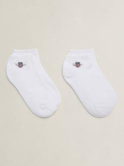 GANT Kids' Shield Low Cut Trainer Socks, Pack of 2, White