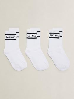 GANT Kids' Stripe Socks, Pack of 3, White, White