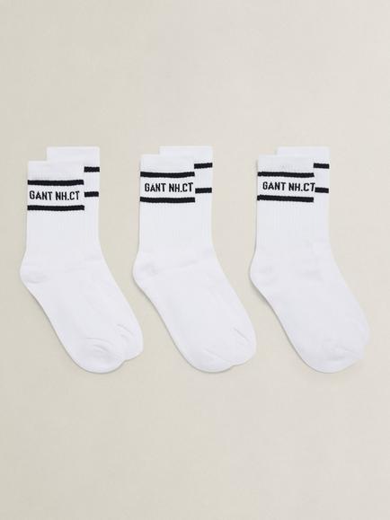 GANT Kids' Stripe Socks, Pack of 3, White, White