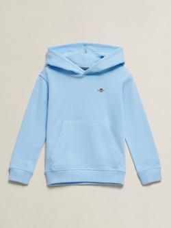 GANT Kids' Pure Cotton Shield Hoodie, Sky Blue, Sky Blue