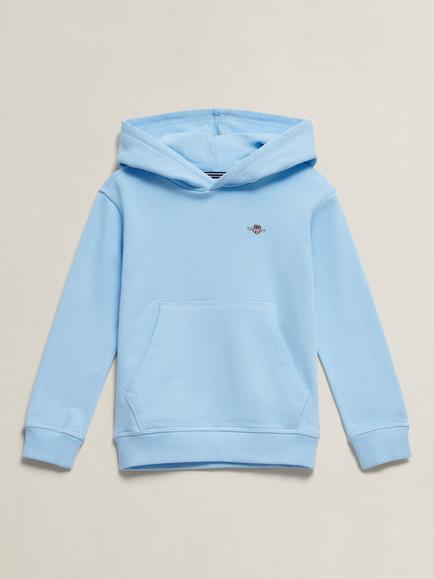 GANT Kids' Pure Cotton Shield Hoodie, Sky Blue, Sky Blue