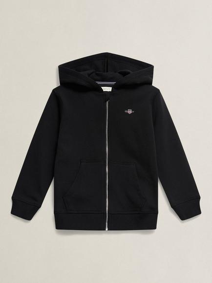 GANT Kids' Shield Full Zip Hoodie, Black