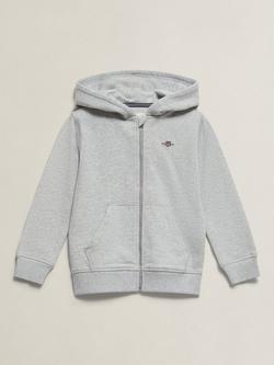GANT Kids' Shield Full Zip Hoodie, Grey Melange