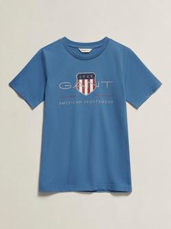 GANT Kids' Archive Shield Short Sleeve T-Shirt, Salty Sea