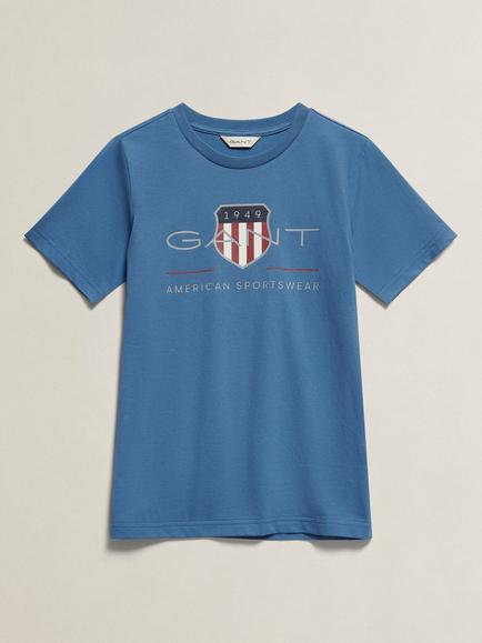 GANT Kids' Archive Shield Short Sleeve T-Shirt, Salty Sea