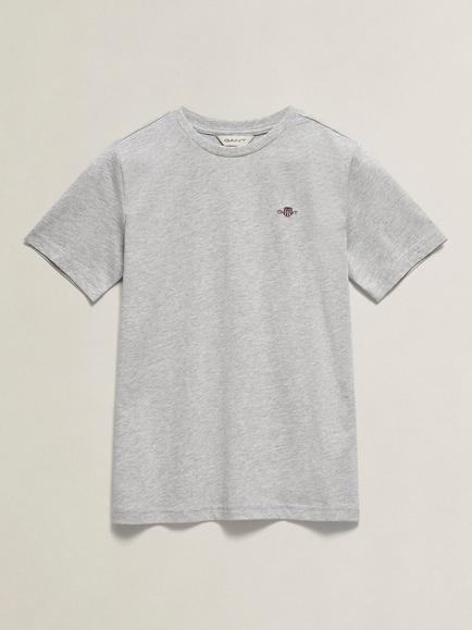 GANT Kids' Shield Short Sleeve T-Shirt, Grey Melange, Grey Melange