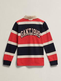 GANT Kids' Long Sleeve Rugby Polo Shirt, Multi - view 2, Multi