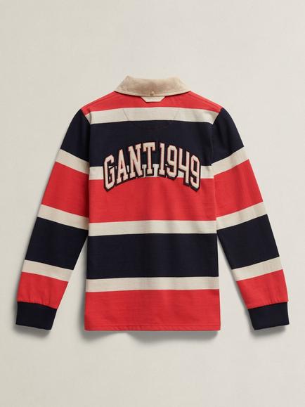 GANT Kids' Long Sleeve Rugby Polo Shirt, Multi - view 2, Multi