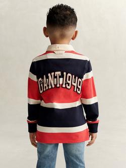 GANT Kids' Long Sleeve Polo Shirt, Multi - view 2, Multi