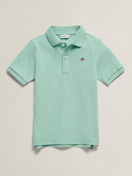 GANT Kids' Short Sleeve Polo Shirt, Washed Turquoise