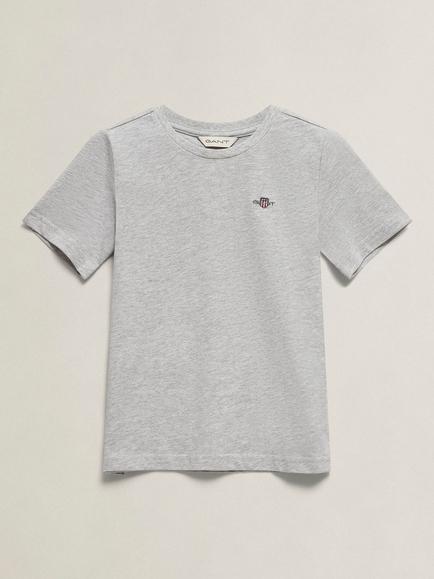 GANT Kids' Short Sleeve Crew Neck T-Shirt, Grey Melange, Grey Melange